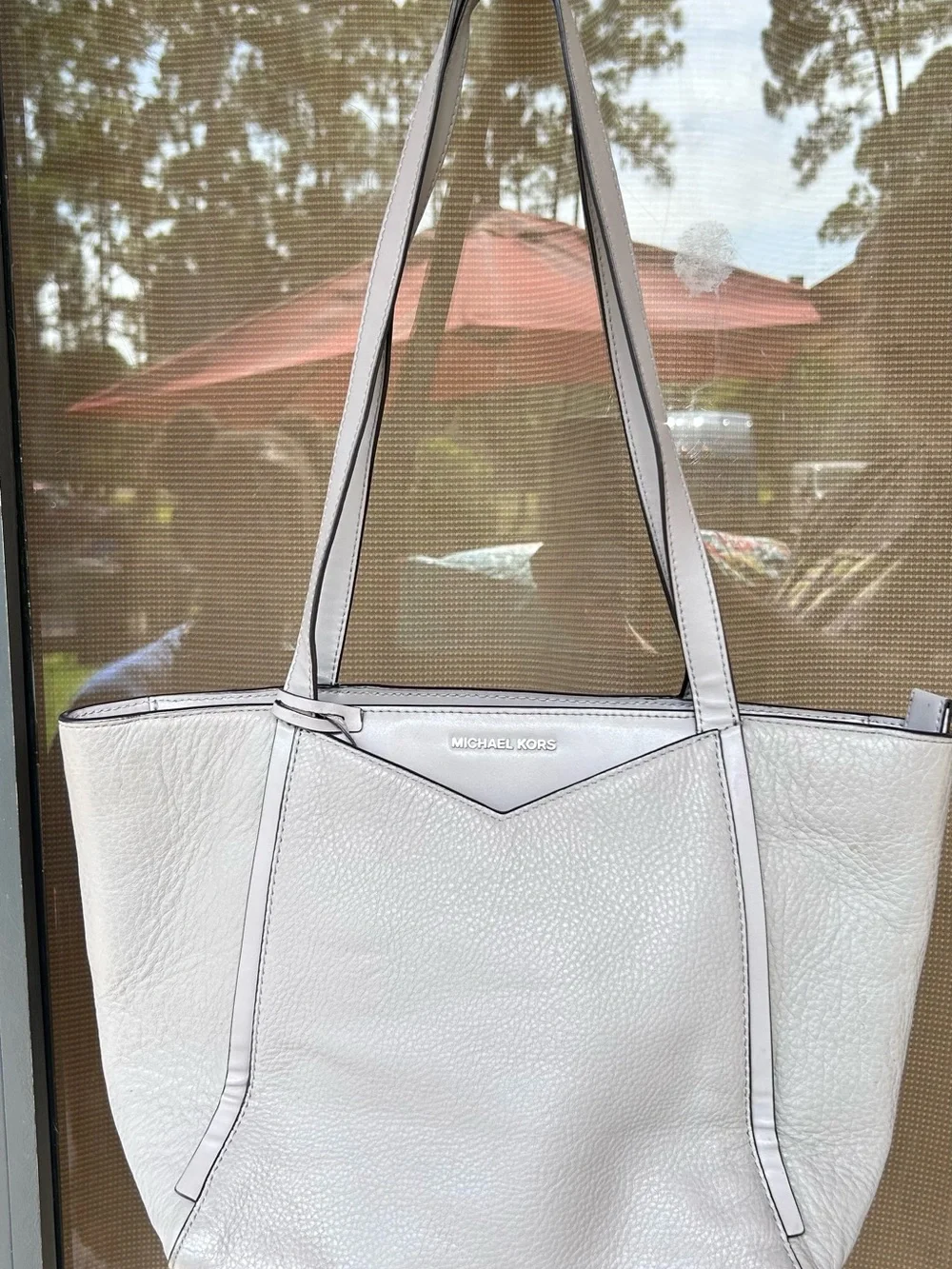 Michael Kors Light Gray Pebbled Leather Tote